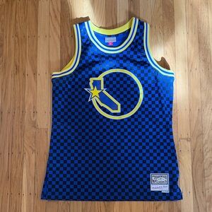 Mitchell & Ness Blue and Yellow Checkered Jersey